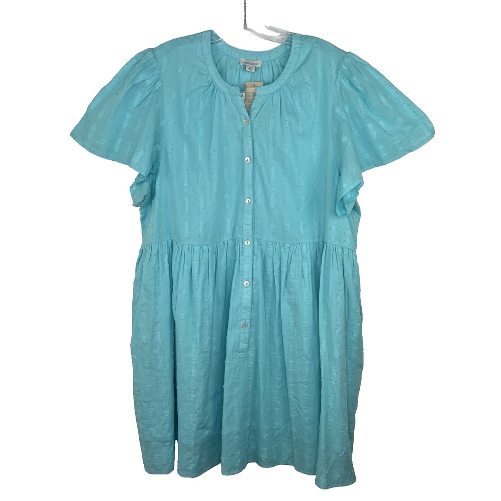 NWT! SUNDANCE Sienna Breeze Aqua Blue Textured Flowy Coastal Beach Dress Size XL
